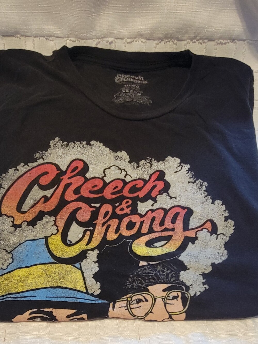 Vintage Cheech & Chong Graphic Tee - Black with Yellow, Blue, Red, Cream 4xlg